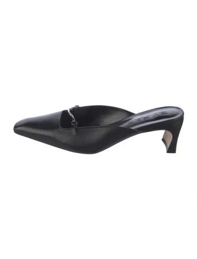 Pre-owned By Far Leather Mules In Black