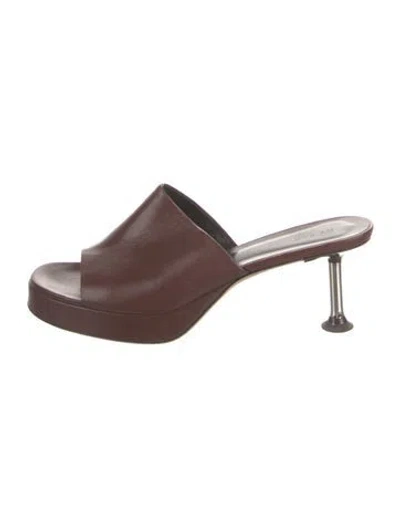 Pre-owned By Far Leather Mules In Brown