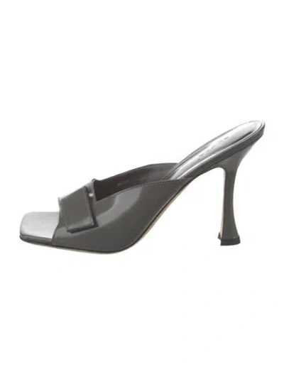 Pre-owned By Far Leather Mules In Gray