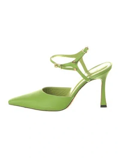 Pre-owned By Far Leather Mules In Green