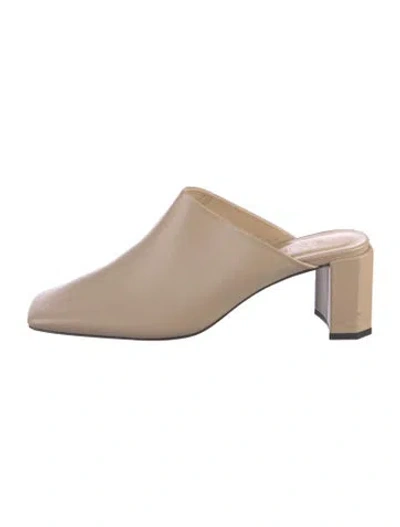 Pre-owned By Far Leather Mules In Neutral