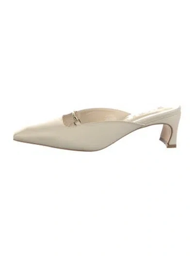 Pre-owned By Far Leather Mules In Neutral