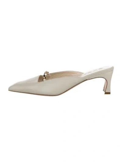 Pre-owned By Far Leather Mules In Neutral