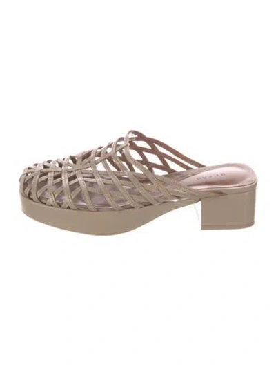 Pre-owned By Far Leather Mules In Neutrals