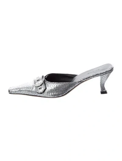 Pre-owned By Far Leather Mules In Silver