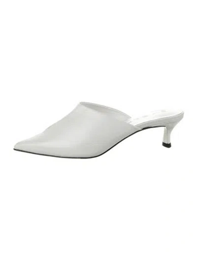 Pre-owned By Far Leather Mules In White