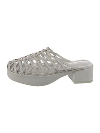 Pre-owned By Far Leather Mules In White