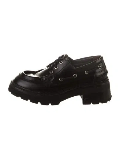 Pre-owned By Far Leather Oxfords In Black