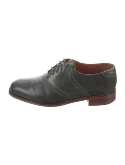 Pre-owned By Far Leather Oxfords In Green