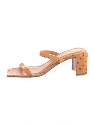 Pre-owned By Far Leather Polka Dot Print Sandals In Brown