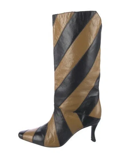Pre-owned By Far Leather Printed Boots In Blue