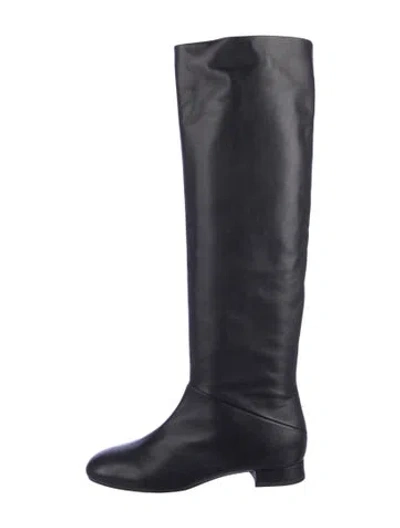 Pre-owned By Far Leather Riding Boots In Black