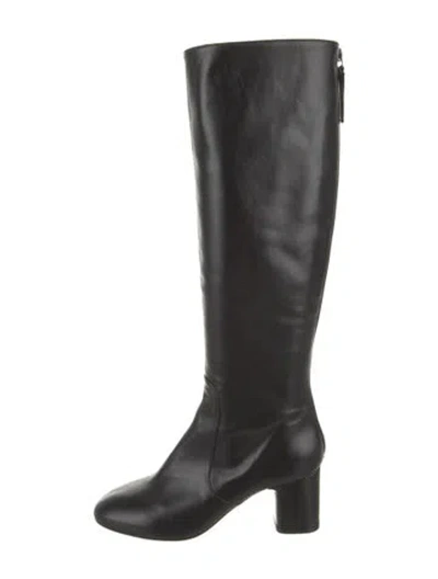 Pre-owned By Far Leather Riding Boots In Black
