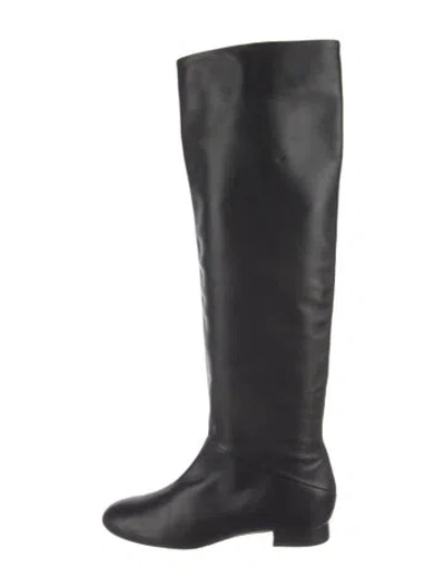 Pre-owned By Far Leather Riding Boots In Black