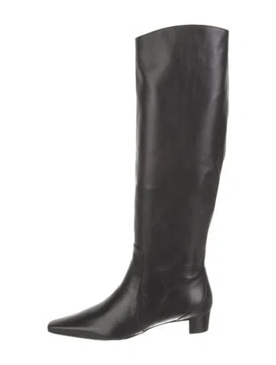 Pre-owned By Far Leather Riding Boots In Black