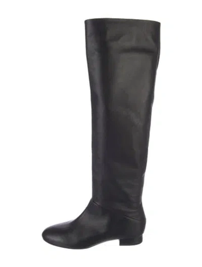 Pre-owned By Far Leather Riding Boots In Black