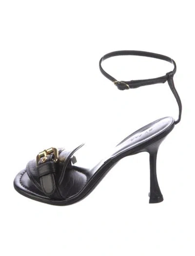 Pre-owned By Far Leather Sandals In Black