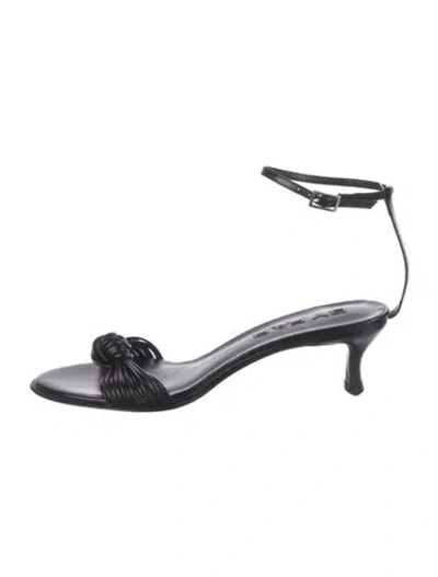 Pre-owned By Far Leather Sandals In Black