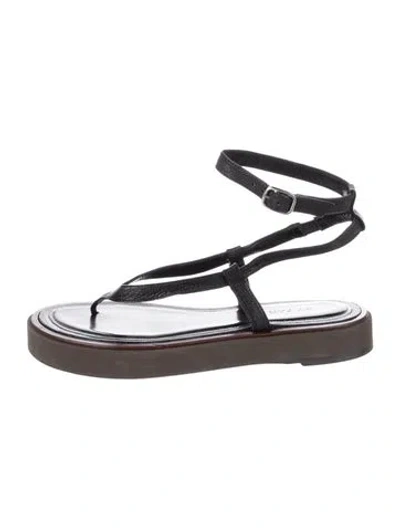 Pre-owned By Far Leather Sandals In Black