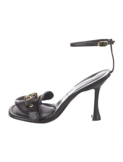 Pre-owned By Far Leather Sandals In Black