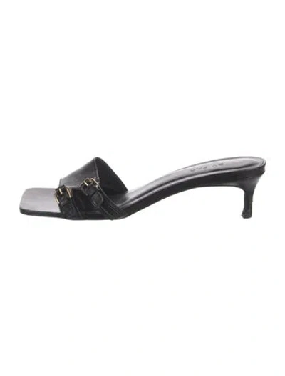 Pre-owned By Far Leather Sandals In Black