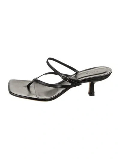 Pre-owned By Far Leather Sandals In Black