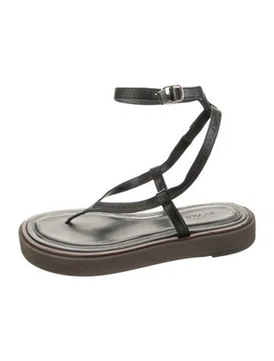 Pre-owned By Far Leather Sandals In Grey
