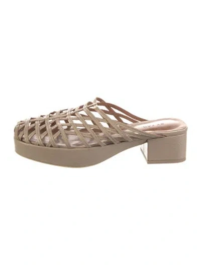 Pre-owned By Far Leather Sandals In Neutrals