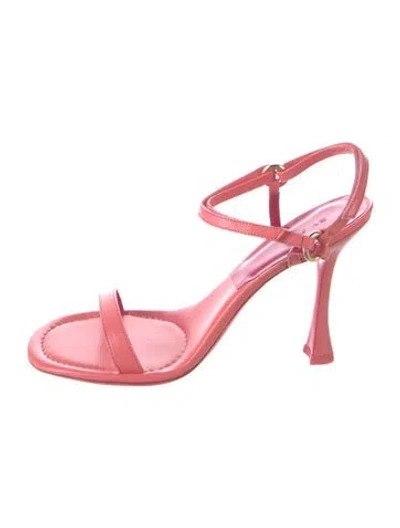 Pre-owned By Far Leather Sandals In Red