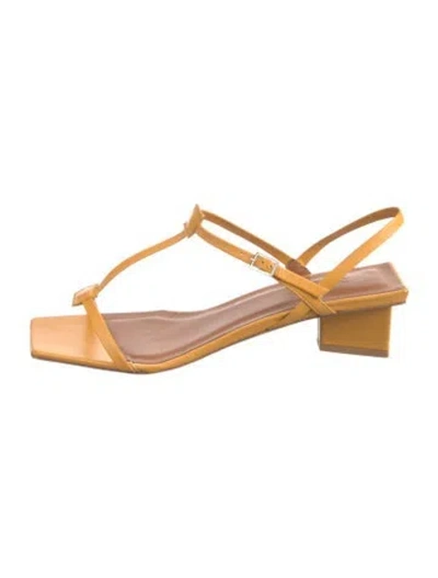 Pre-owned By Far Leather Sandals In Yellow