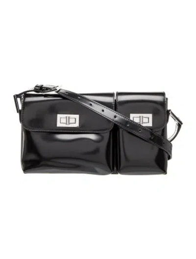 Pre-owned By Far Leather Shoulder Bag In Black