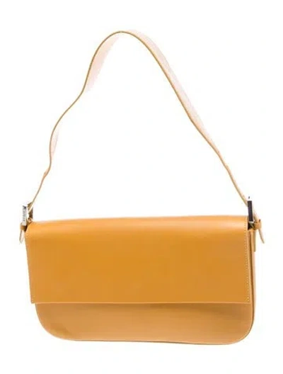 Pre-owned By Far Leather Shoulder Bag In Brown