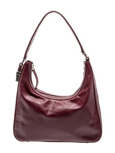 Pre-owned By Far Leather Shoulder Bag In Burgundy