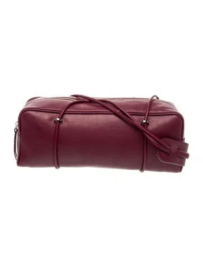 Pre-owned By Far Leather Shoulder Bag In Burgundy