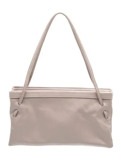 Pre-owned By Far Leather Shoulder Bag In Gray