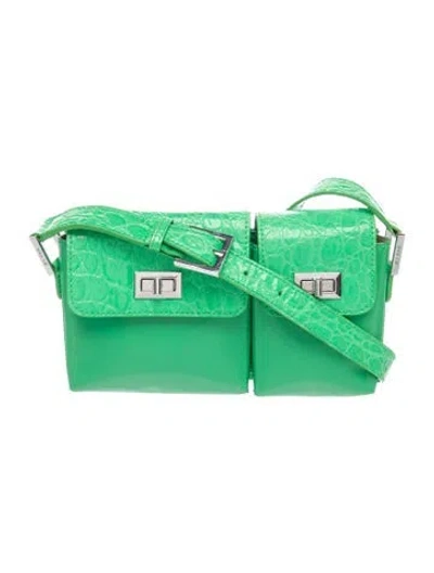 Pre-owned By Far Leather Shoulder Bag In Green