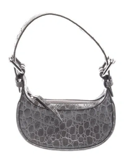 Pre-owned By Far Leather Shoulder Bag In Grey