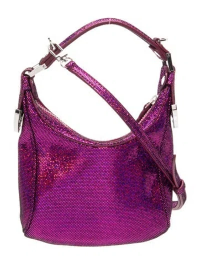 Pre-owned By Far Leather Shoulder Bag In Metallic/purple