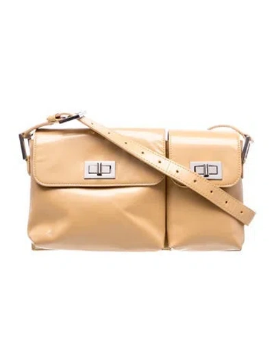 Pre-owned By Far Leather Shoulder Bag In Neutral