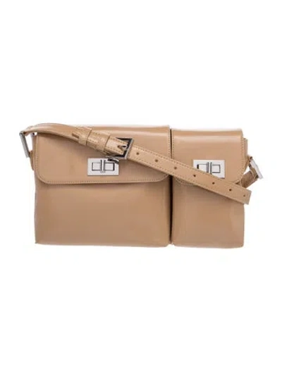 Pre-owned By Far Leather Shoulder Bag In Neutrals