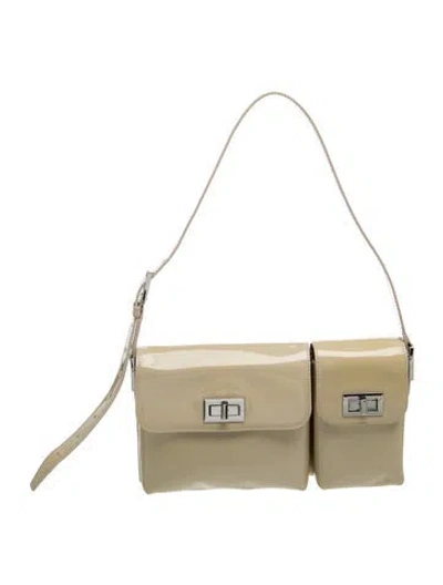 Pre-owned By Far Leather Shoulder Bag In Neutrals