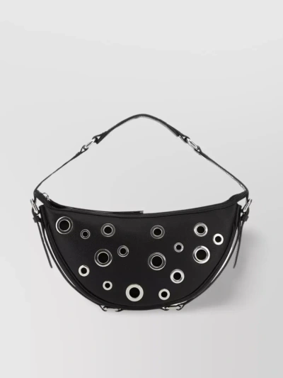 BY FAR LEATHER SHOULDER BAG WITH STUDS AND GROMMET DETAILING