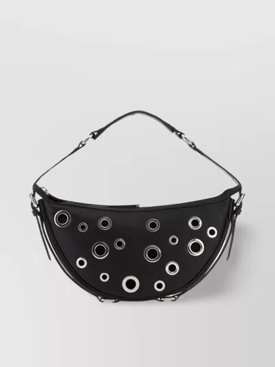 By Far Leather Shoulder Bag With Studs And Grommet Detailing In Black