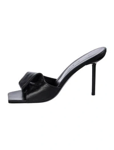 Pre-owned By Far Leather Slides In Black