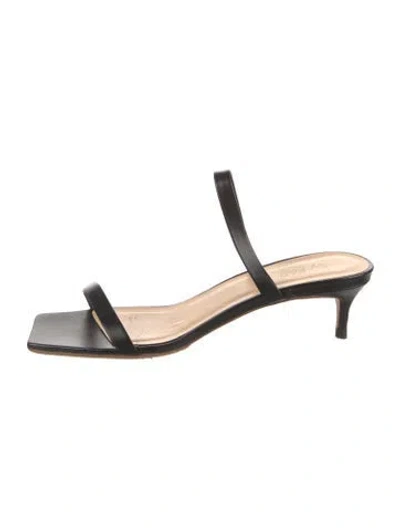 Pre-owned By Far Leather Slides In Black