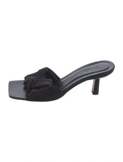 Pre-owned By Far Leather Slides In Black