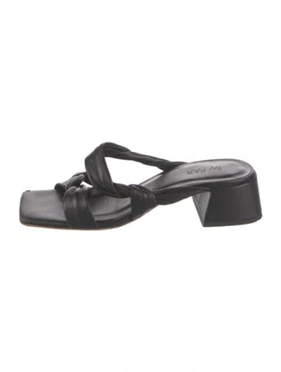 Pre-owned By Far Leather Slides In Black