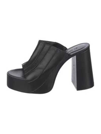 Pre-owned By Far Leather Slides In Black