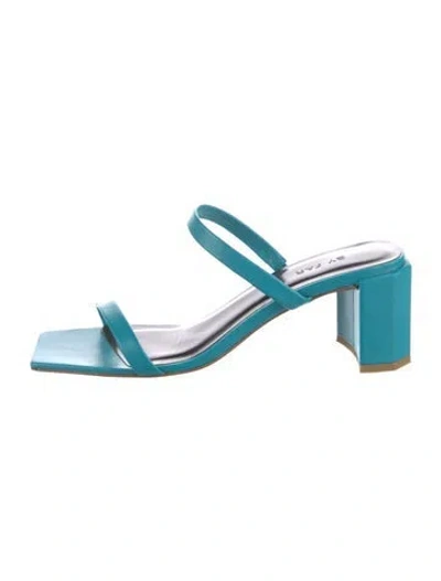 Pre-owned By Far Leather Slides In Blue