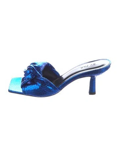 Pre-owned By Far Leather Slides In Blue